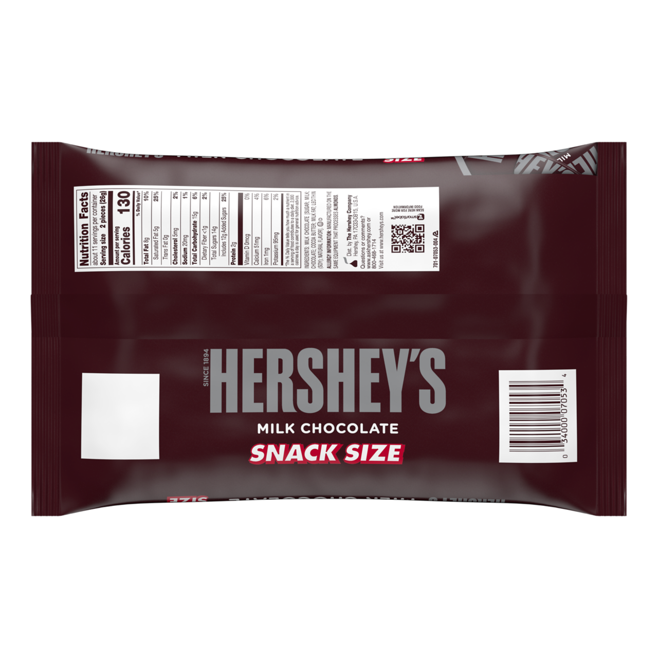 Hershey's, Holiday Milk Chocolate Snack Size Candy Jumbo Bag, 19.8 Oz.