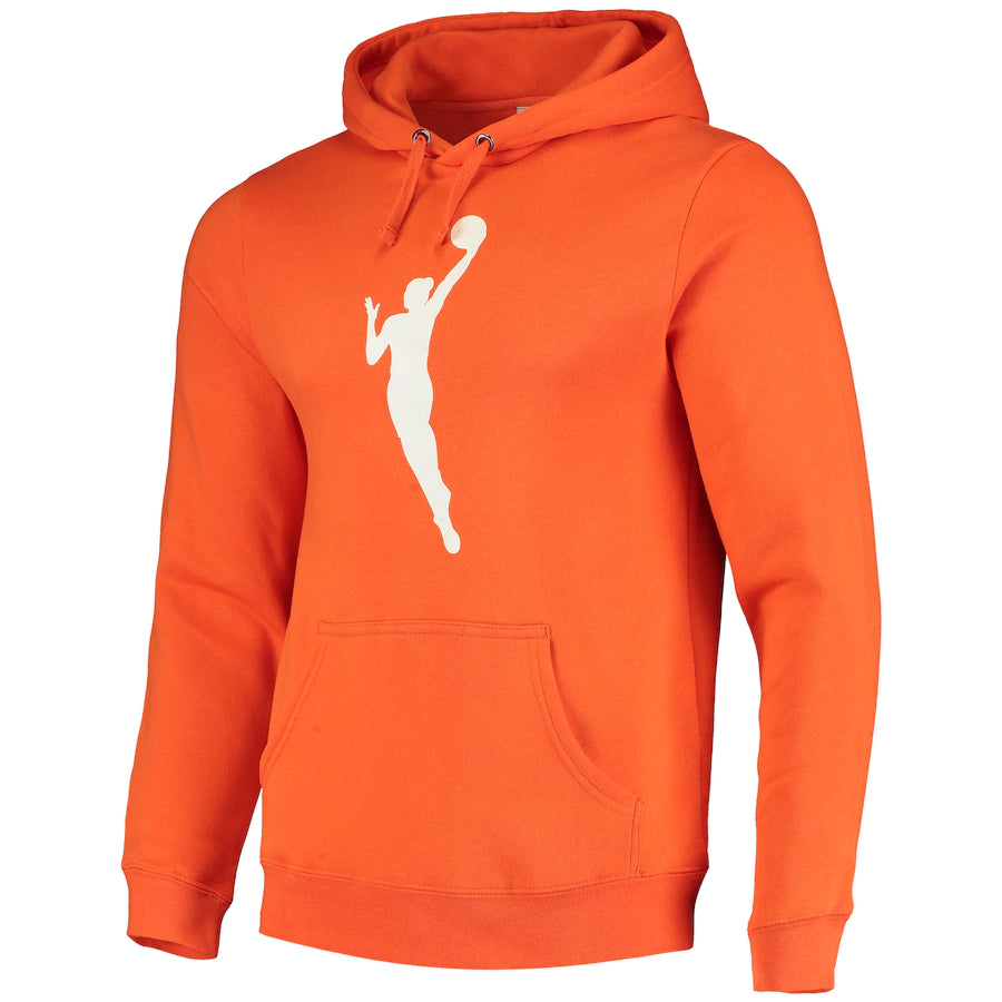 Men's WNBA Fanatics Branded Orange Logo Fitted Pullover Hoodie