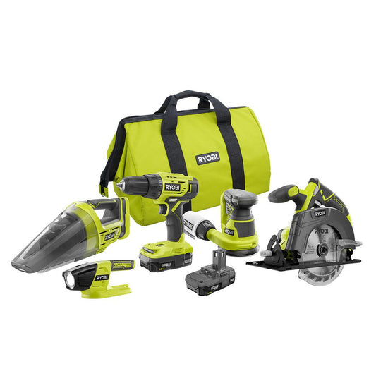 18-Volt ONE+ Cordless 5-Tool Combo Kit with (2) 1.5 Ah Compact Lithium-Ion Batteries, Charger, and Bag