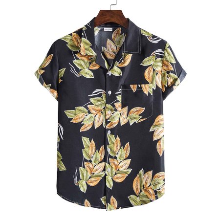 Mens Short Sleeve Casual Printing Hawaiian Shirt