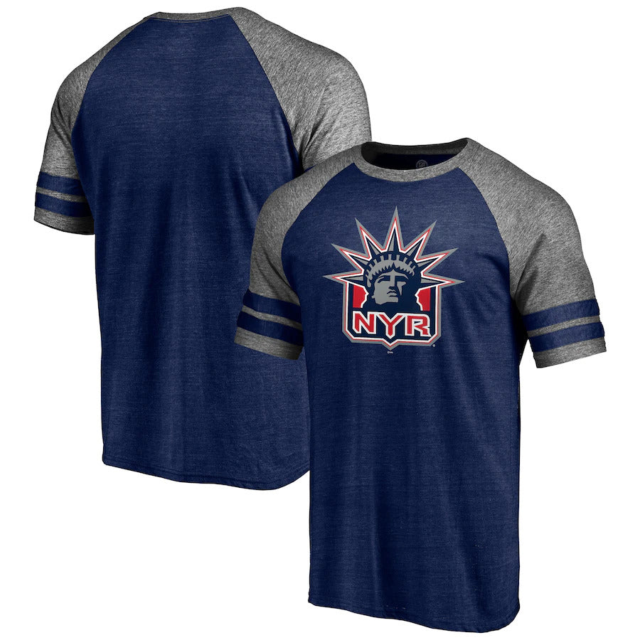 Men's New York Rangers Fanatics Branded Navy Special Edition Primary Logo Raglan Tri-Blend T-Shirt