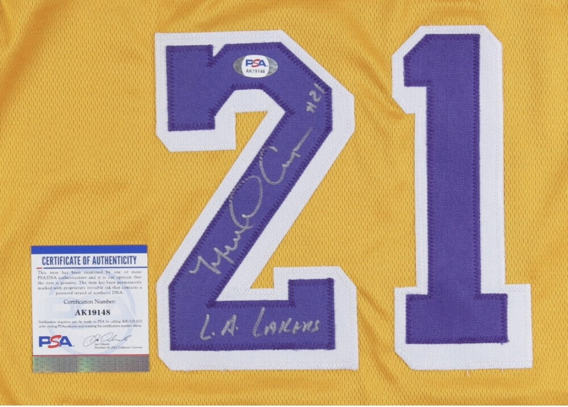 Authentic Michael Cooper Signed Los Angeles Lakers Jersey Inscribed L.A. Lakers PSA COA