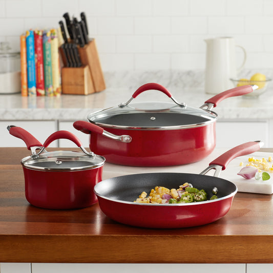 The Pioneer Woman Frontier 5-Piece Cookware Set, Red