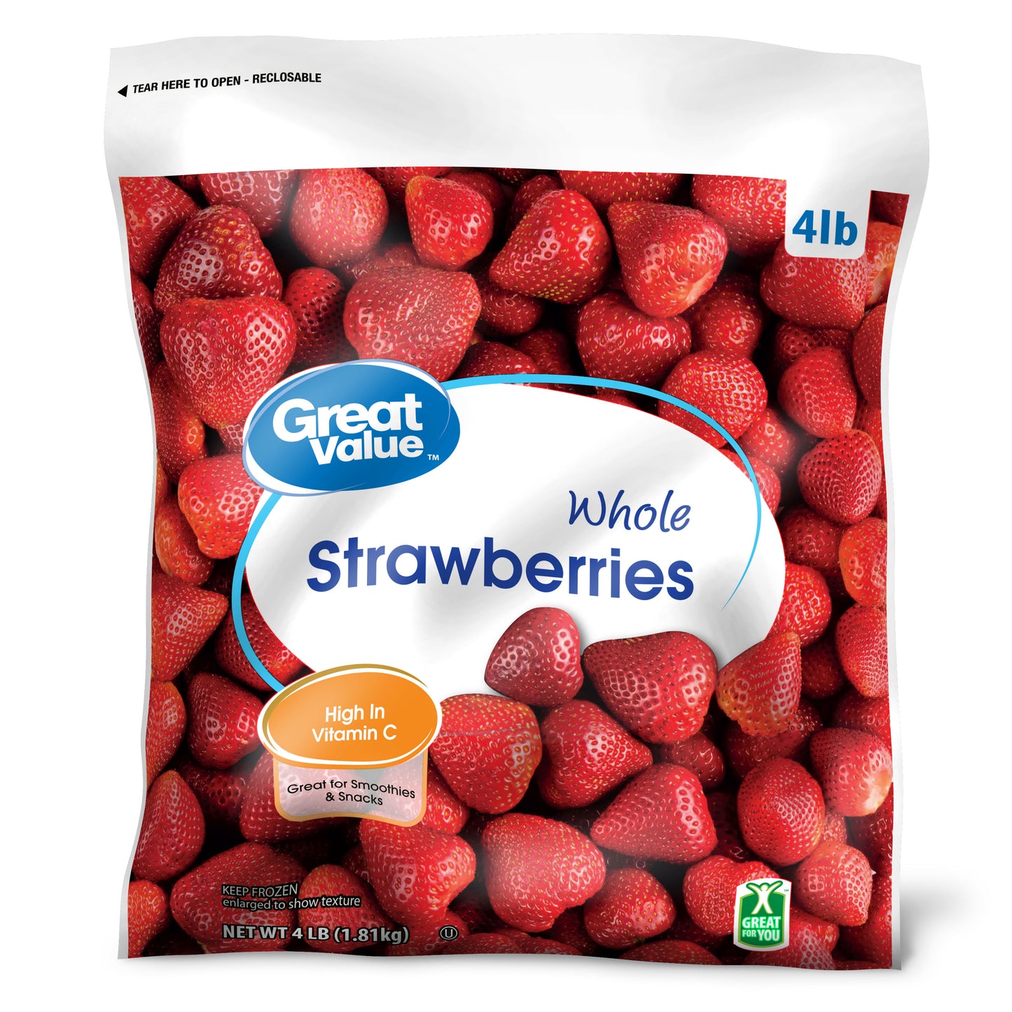 Great Value Frozen Whole Strawberries, 64 oz