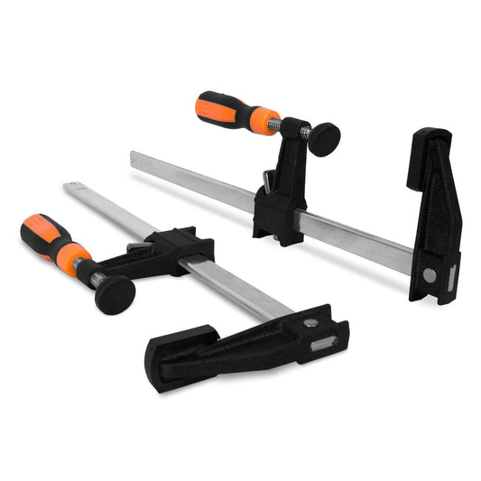 12 in. x 2.5 in. Quick-Adjust Steel Bar Clamps with Throat and Micro-Adjustment Handle (2-Pack)